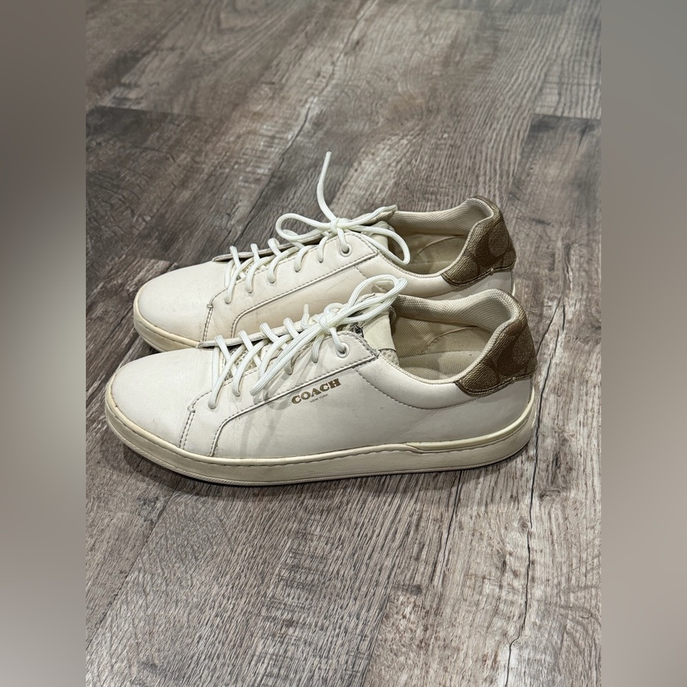 Coach Women's Cream and Brown Sneakers